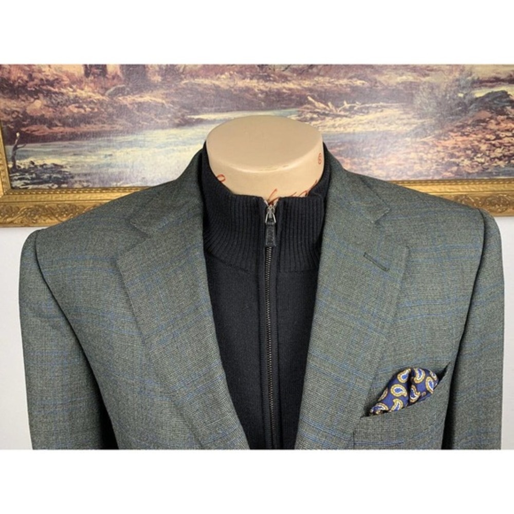 40R Ermenegildo Zegna Green Check Sport Coat - Suit Jacket - Picture 5 of 14